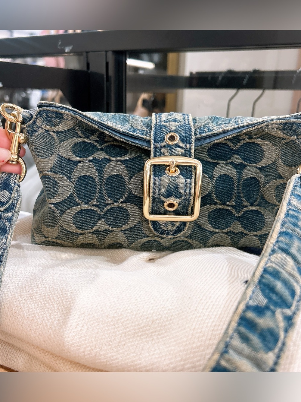 Coach Abbie Shoulder Bag In Signature Regenerative Cotton Denim CFO59 NWT 🔥